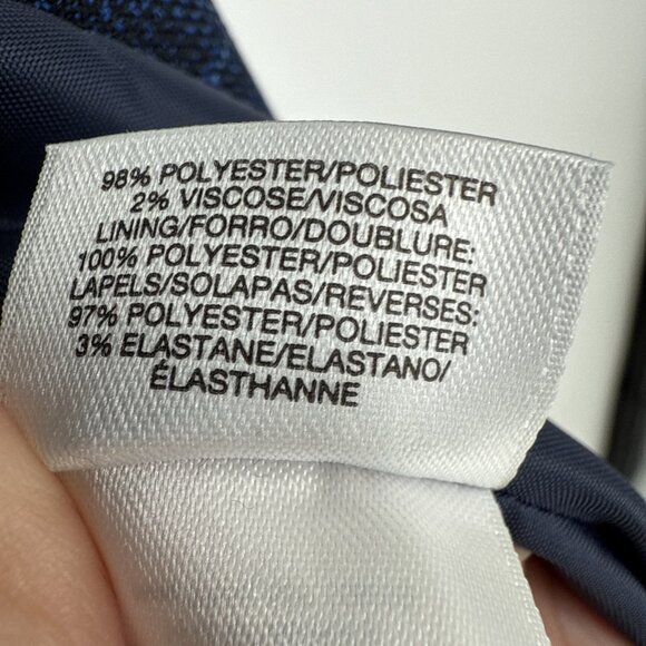 Le Suit Plus Size 20 Contrast-Collar Windowpane Check Jacket Celeste Blue Multi - Picture 10 of 10